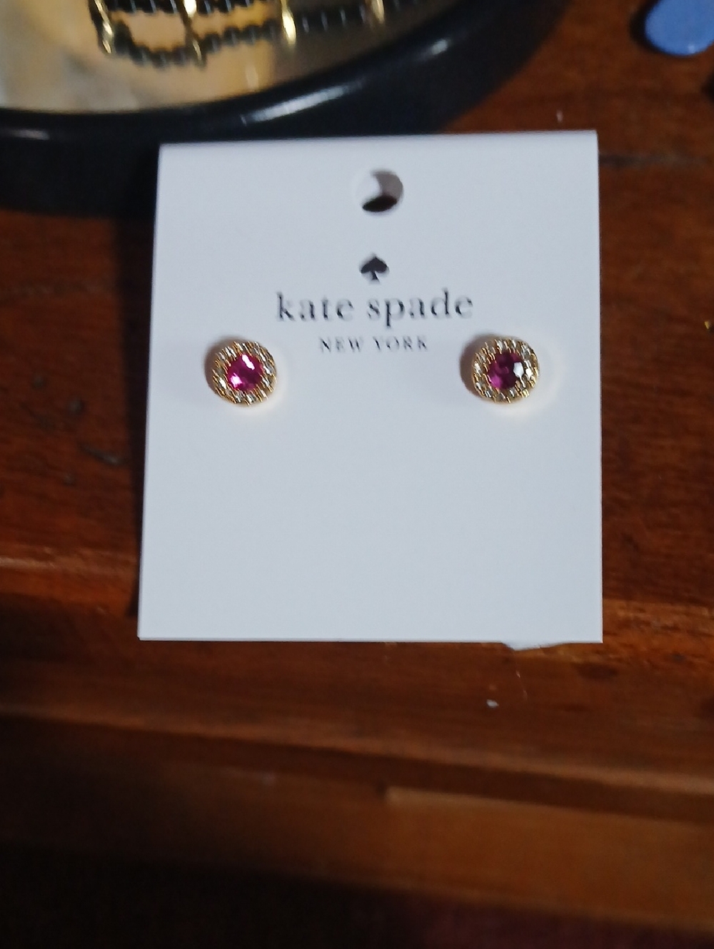 kate spade Gold-Tone Stud Earrings with Pink Stones